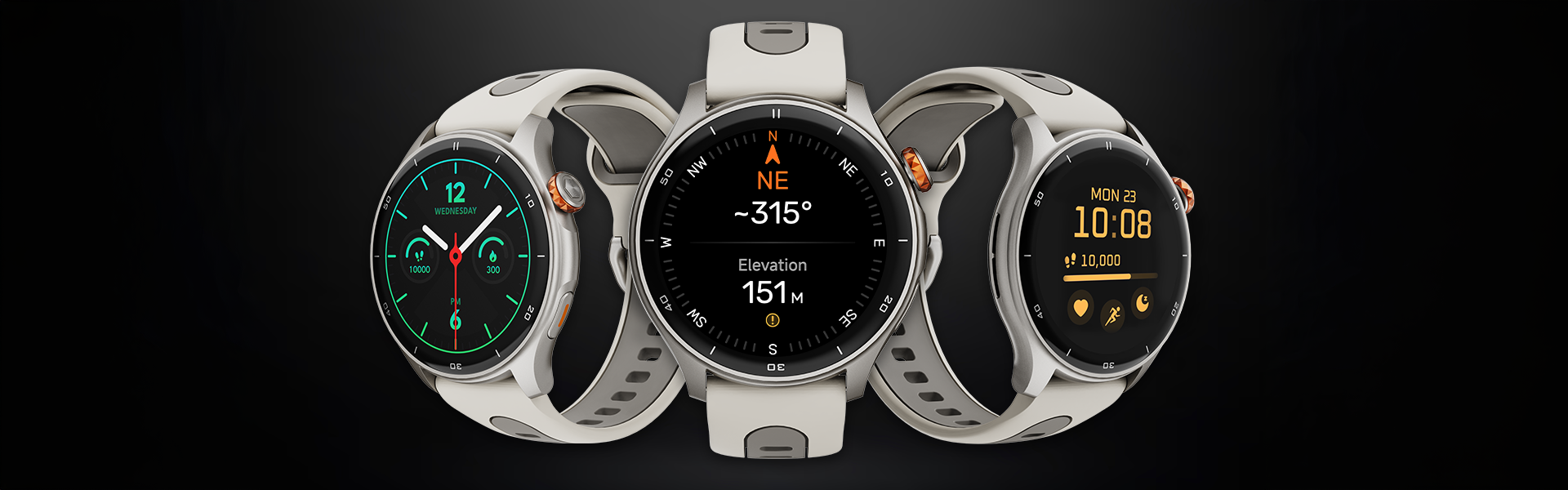 Smartwatch myPhone Watch Adventure szary pokazany z trzech perspektyw
