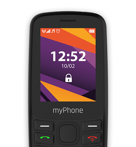 Telefon myPhone 6410 LTE zbliżenie na wyświetlacz z godziną