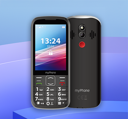 telefon myPhone HALO 4 lte przód z dużym wyświetlaczem i czarne plecki