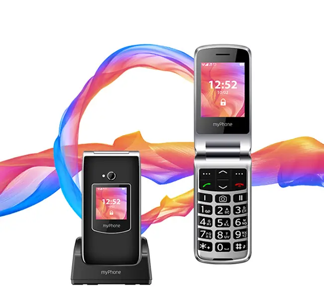 telefon myPhone Rumba 2 z zamknięta i otwartą klapką