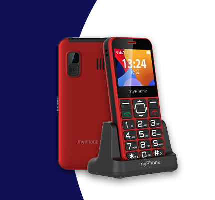 Widok telefonu myPhone HALO 3 wraz z bazą ładującą