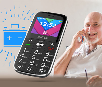 myPhone HALO C bateria starszy mężczyzna rozmawia przez telefon