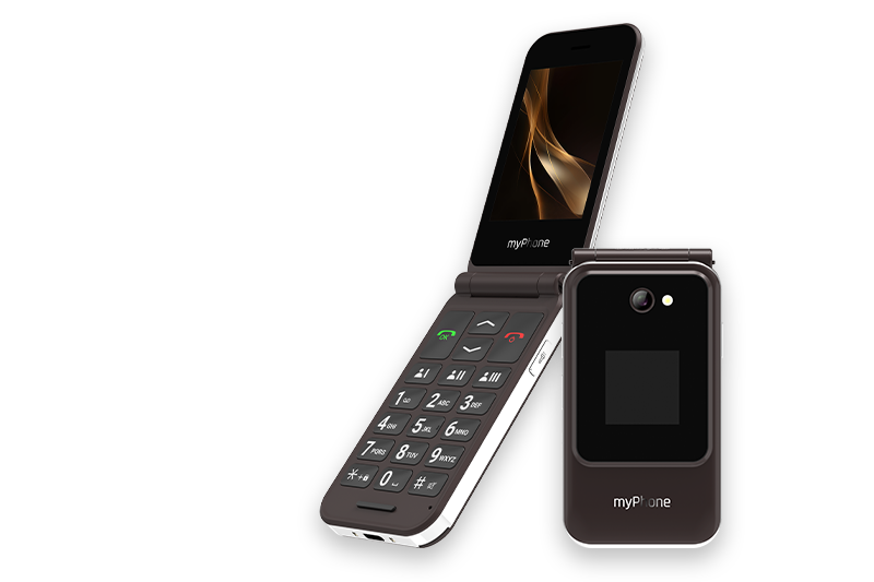 myPhone Bueno LTE Praline Collection - telefon z klapką złożony i rozłożony